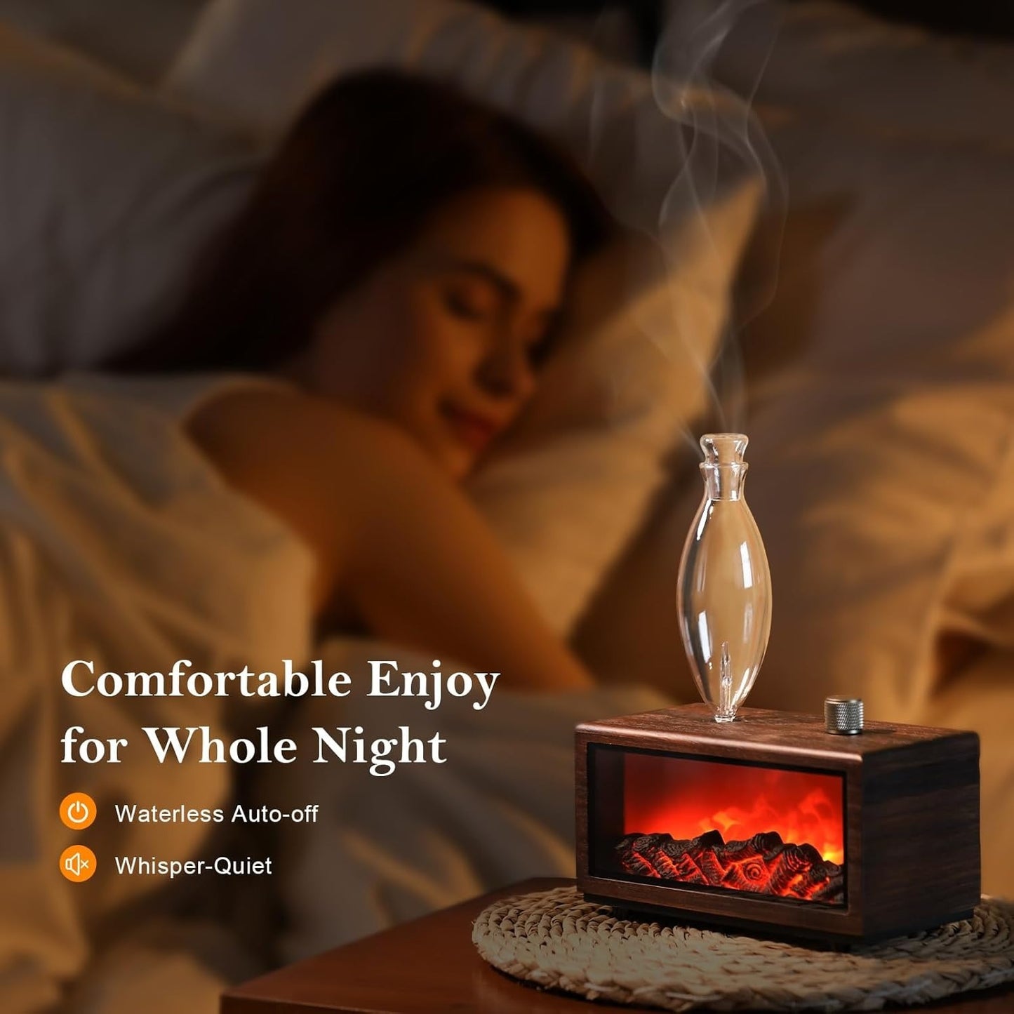 Retro Flame Cool Mist Diffuser β Ultra Quiet, No Water or Heat, Perfect for Home & Office