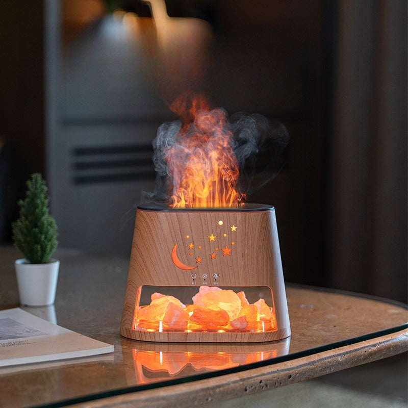 Salt Stone Flame Aroma Diffuser – 260ml Ultrasonic with Remote & Timer