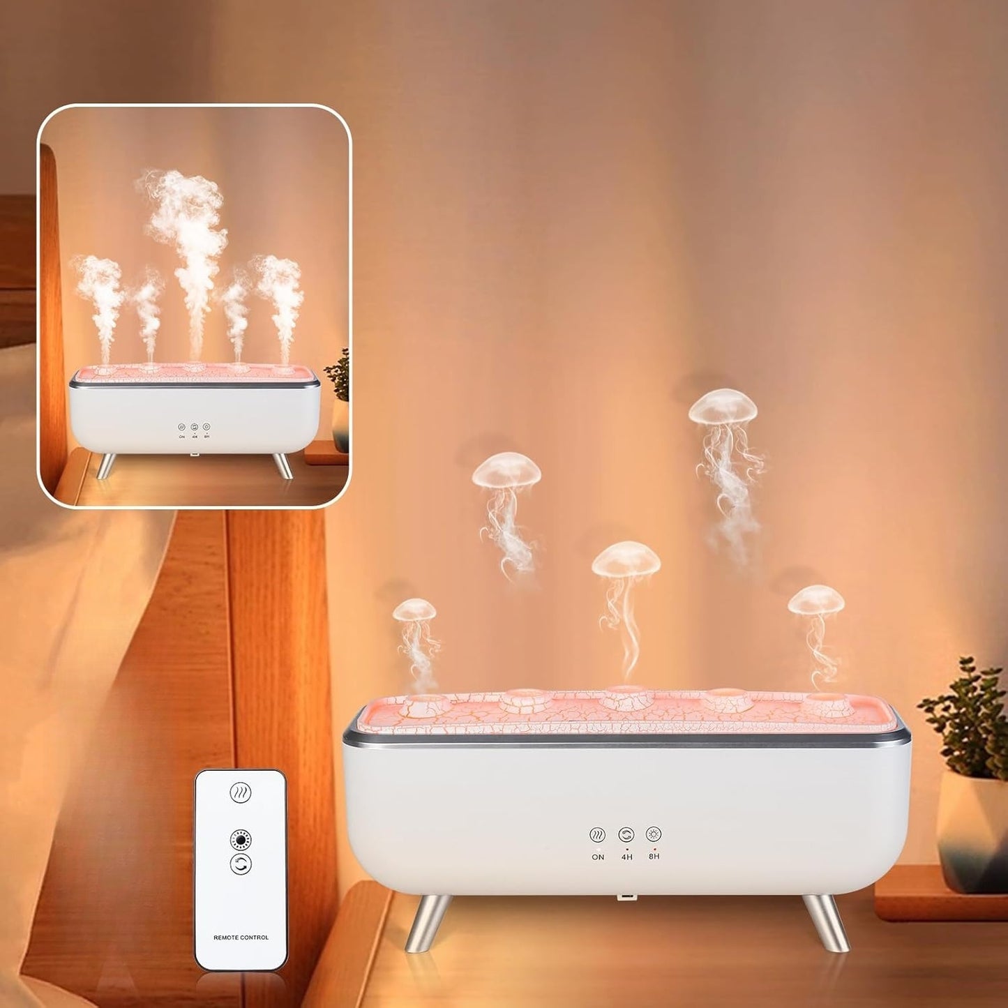 Dynamic Jellyfish Mist Aroma Diffuser – 300ml Ultrasonic Humidifier with LED Ambient Lights & Remote Control
