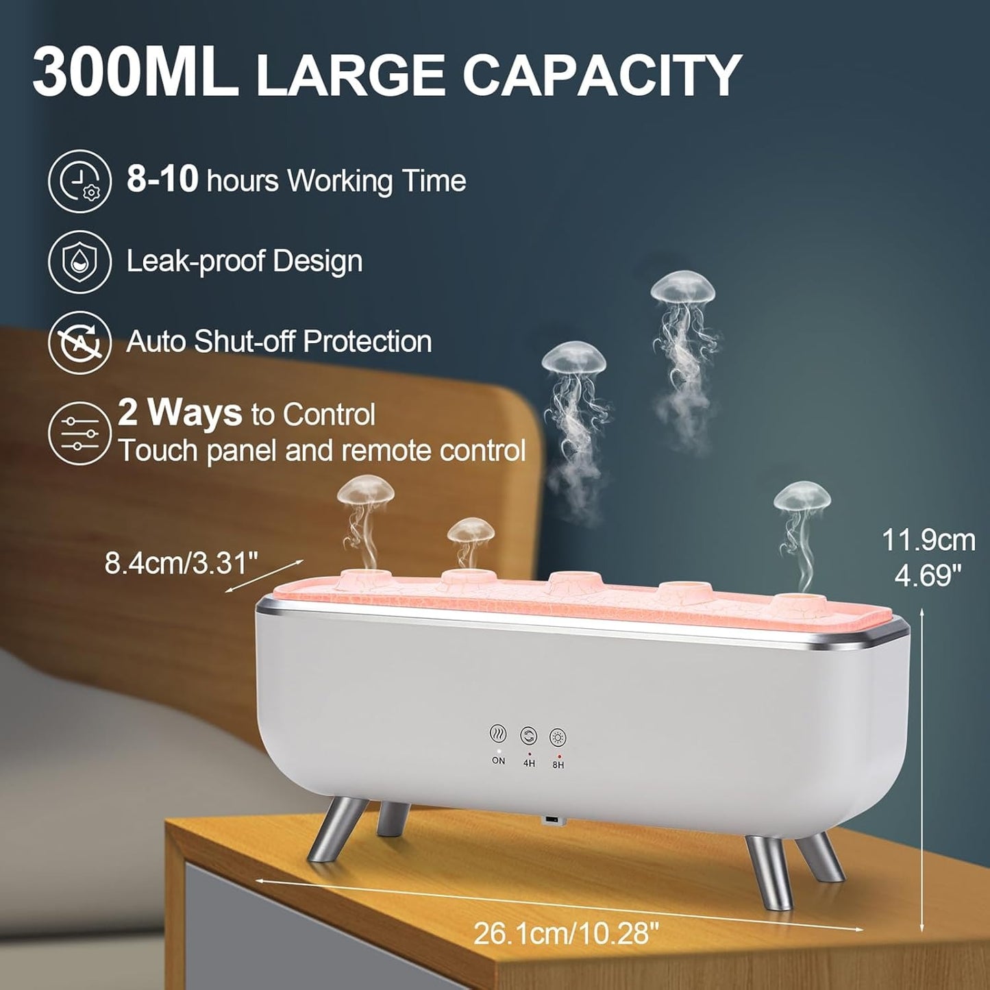 Dynamic Jellyfish Mist Aroma Diffuser – 300ml Ultrasonic Humidifier with LED Ambient Lights & Remote Control