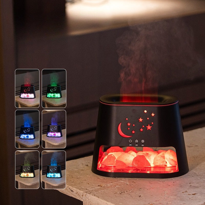 Salt Stone Flame Aroma Diffuser – 260ml Ultrasonic with Remote & Timer