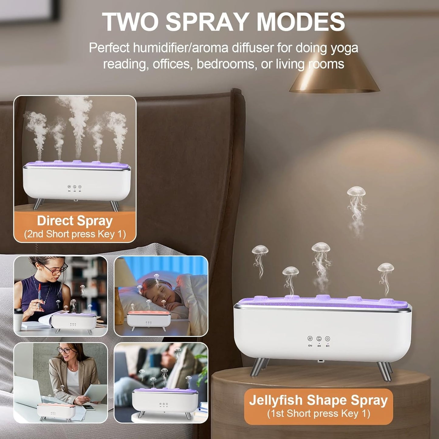 Dynamic Jellyfish Mist Aroma Diffuser – 300ml Ultrasonic Humidifier with LED Ambient Lights & Remote Control
